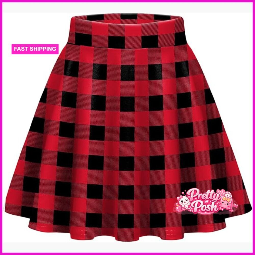 Polyester Spandex Stretch High Waist A-Line Mini Skirt